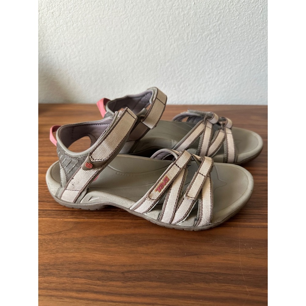 Teva Tirra Strappy Hiking Water Sandals Taupe Pink Women 7.5 4266 Sport Outdoor